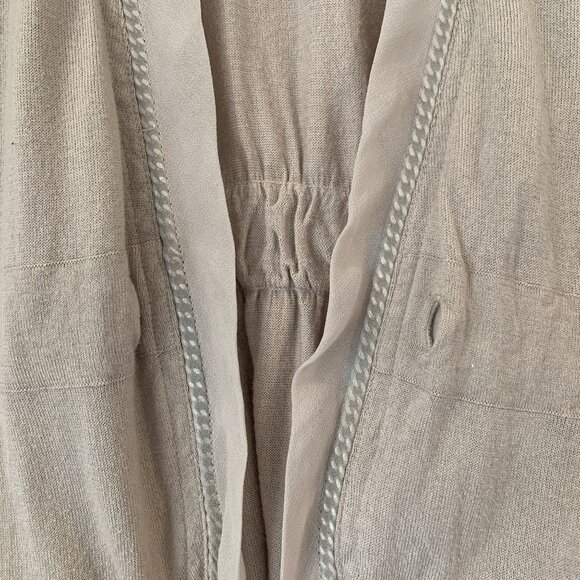 Armani Exchange Beige Open-Front Lightweight Cardigan M Chiffon Trim Longline - Picture 6 of 7
